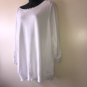 Roz & Ali boat neck sweater ruched sleeve *flaw*